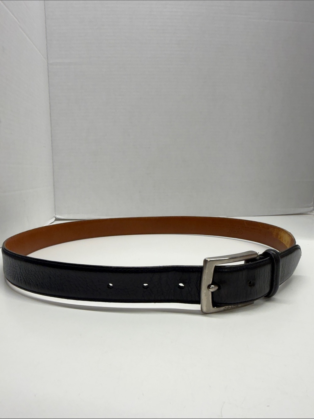 Coach Leatherwear Belt Cowhide Leather Handcrafted Vintage 3829 Black Silver 34 - Picture 2 of 8